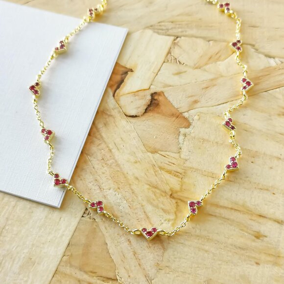 Kendra Scott Jewelry - NEW Kendra Scott Haven Heart Pink Crystal Strand Necklace Gold